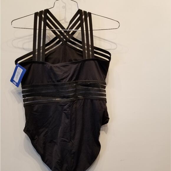 NEW Cross Front Black Swimsuit  Womens Sexy Bathing Suit Size 16 - Picture 4 of 12
